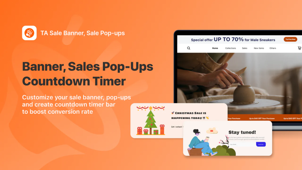 Shopify sales popup and social proof apps showcasing real-time notifications, banners, and trust-building features to boost conversions